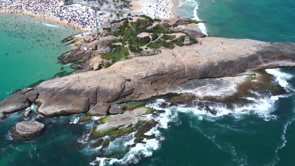 Apoardor Beach, Ipanema, Atlantic Ocean (Rio De Janeiro, Brazil) Aerial View, Drone Footage alt