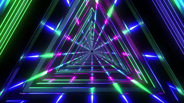 Triangle Neon Tunnel Lights Motion Graphics Animated Background led background effects 4k vj loops alt