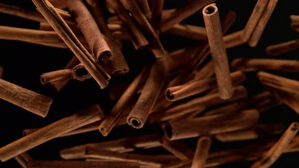 Super Slow Motion Shot of Cinnamon Explosion on Black Background at 1000Fps alt