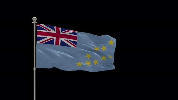 Tuvalu Flag Pole Looping  Animation Include Alpha Channel alt