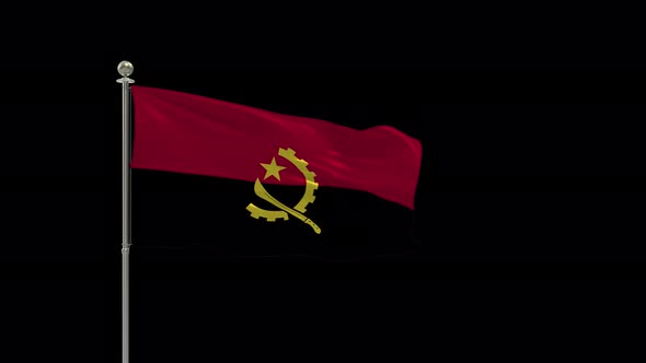 Angola Flag Medium Shot Waving Looping Animation Include Alpha