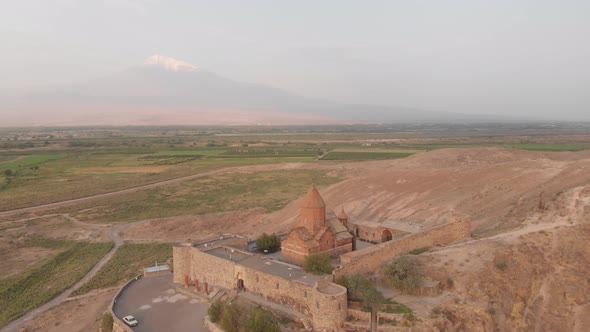 Aerial Circle Around Khor Virap Monastery (Dlog1) alt