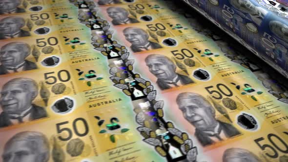 Australian Dollar money banknotes printing seamless loop alt