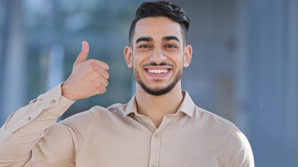 Male Portrait Happy Satisfied Enthusiastic Smiling Toothy Hispanic Man Businessman Looking at Camera alt