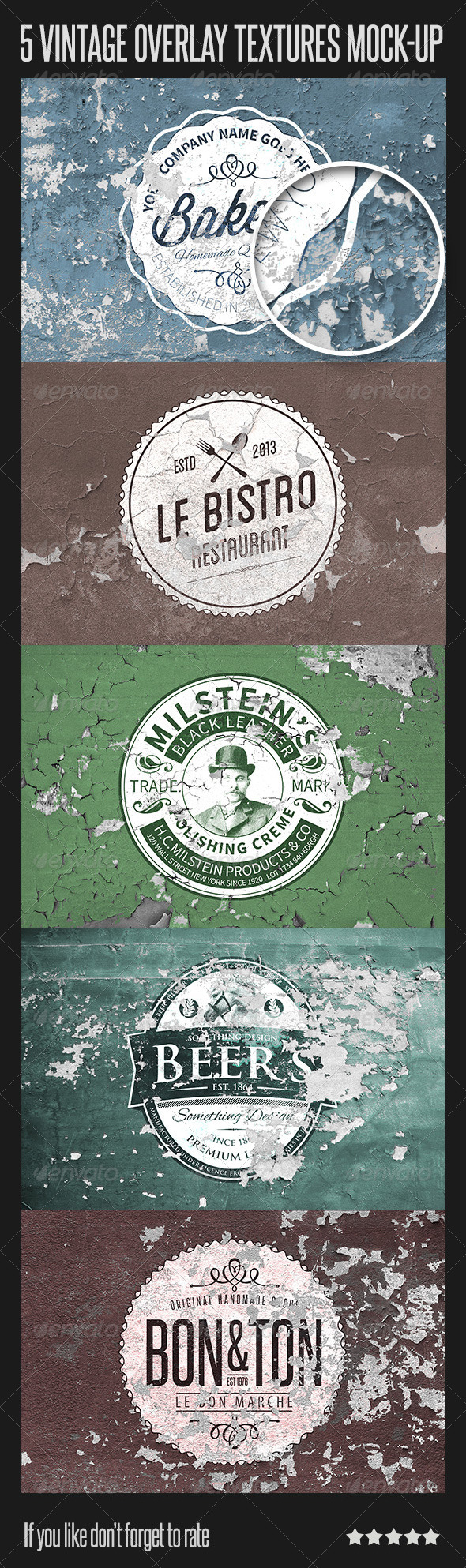 5 Vintage Overlay Mock-up - Product Mock-Ups Graphics