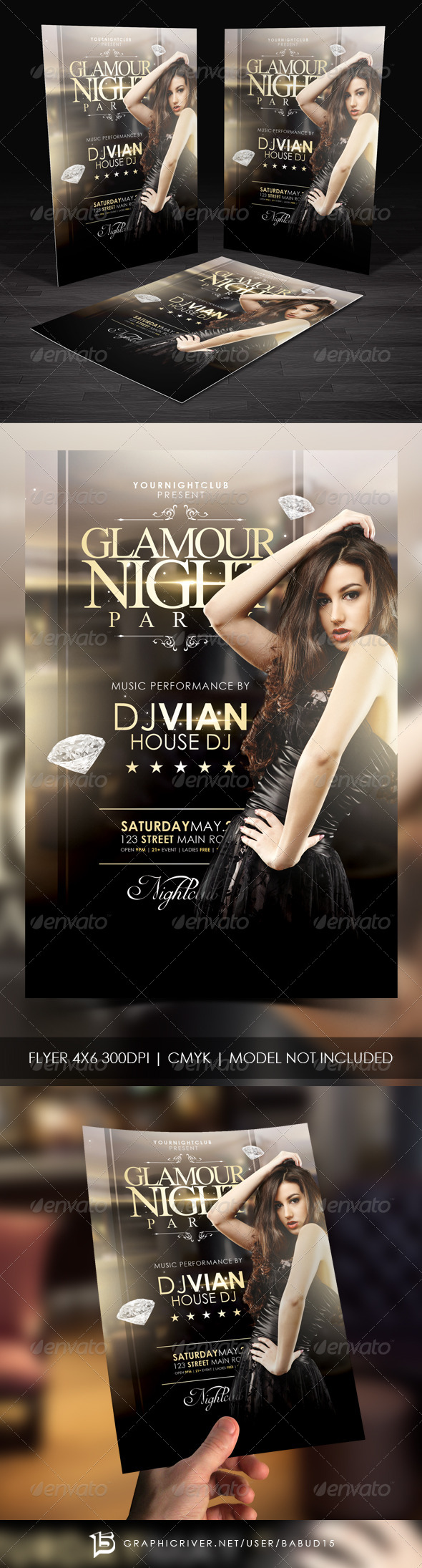 Glamour Night Party Flyer Template - Events Flyers