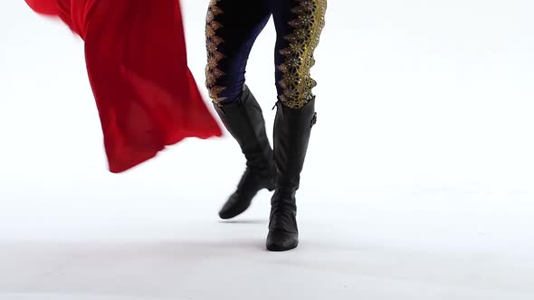 Torero in Blue and Gold Suit or Typical Spanish Bullfighter Isolated Over White Studio Background alt