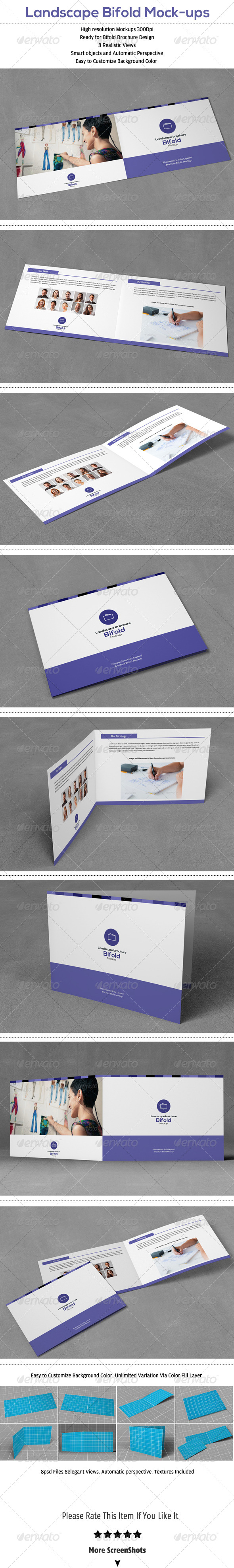 Landscape Bifold Brochure Mock-Up - Brochures Print