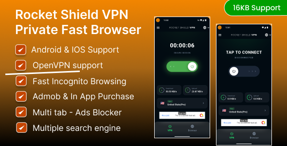 Rocket Shield VPN - Faster browser with Openvpn protocol support