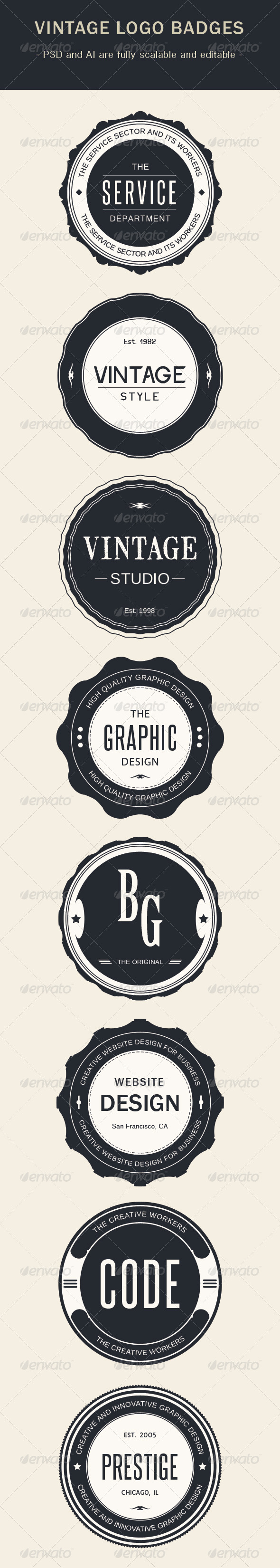 Vintage Logo Badges - Badges & Stickers Web Elements