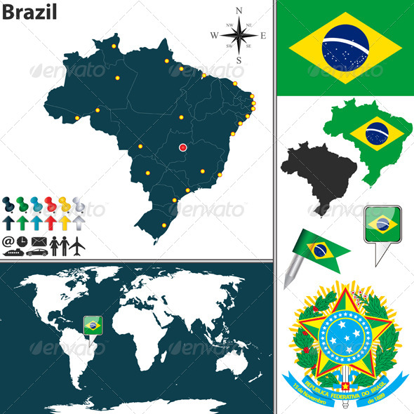 Map of Brazil - Travel Conceptual