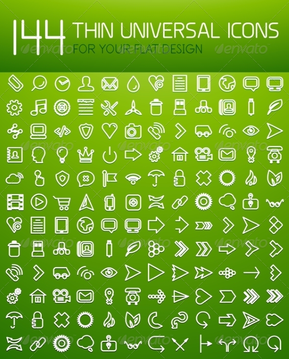 Large Set of Thin Universal Web Icons - Computers Technology