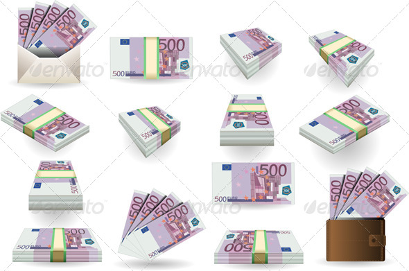 Full Set of Five Hundred Euros Banknotes - Business Conceptual