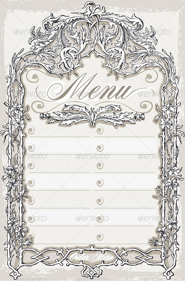 Vintage Graphic Page for Bar or Restaurant Menu - Decorative Vectors