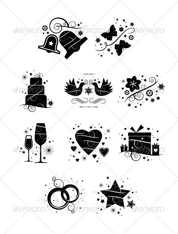 Ornate Wedding Icons – Pack of 10 - Weddings Seasons/Holidays