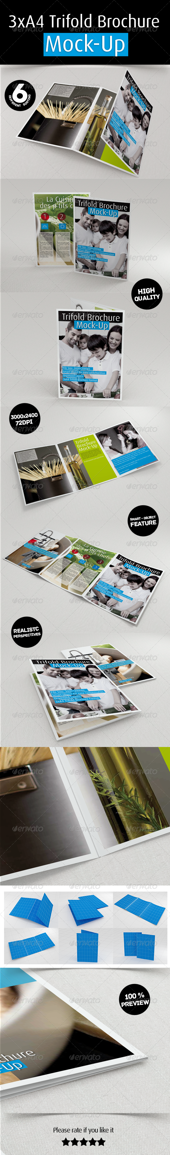 3xA4 Trifold Brochure Mockup - Product Mock-Ups Graphics