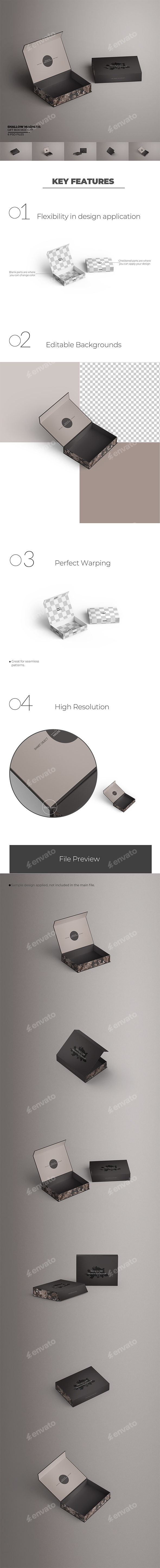 Shallow Magnetic Gift Box Mockup