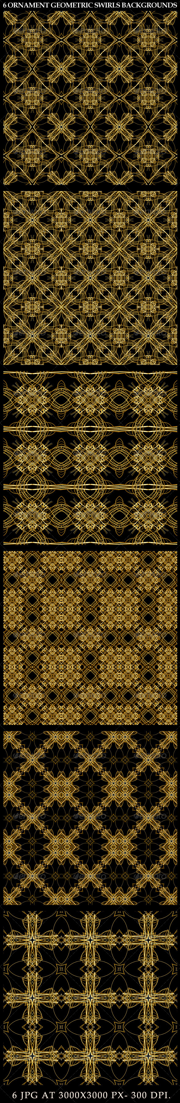 6 Ornament Geometric Swirls Backgrounds - Patterns Decorative