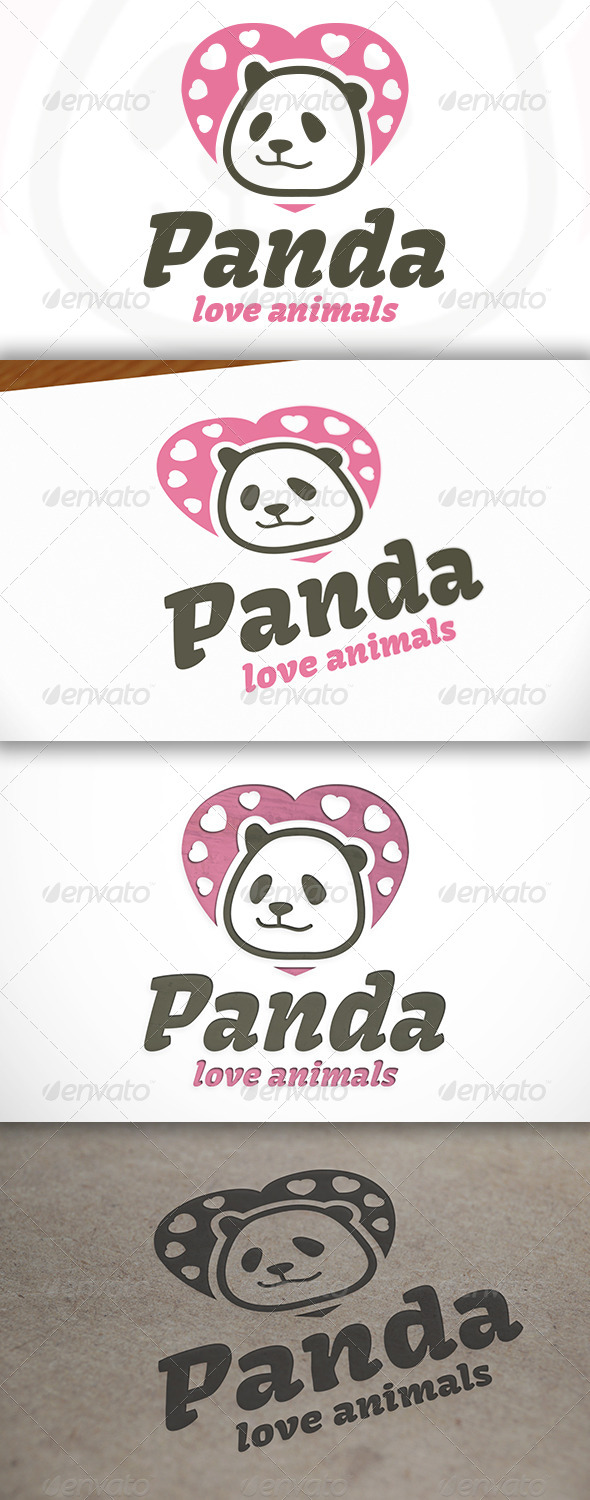 Panda Love Logo - Animals Logo Templates