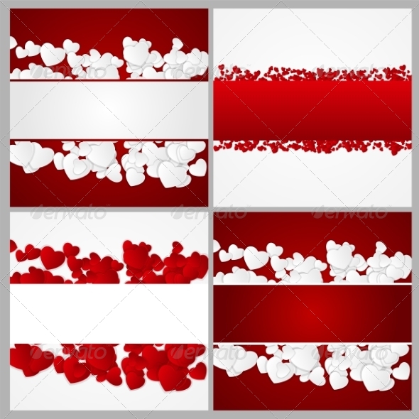 Set of Happy Valentines Day Cards with Hearts - Computers Technology