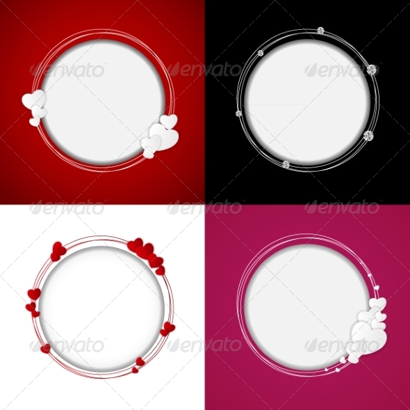 Set of Valentines Day Cards with Hearts - Valentines Seasons/Holidays