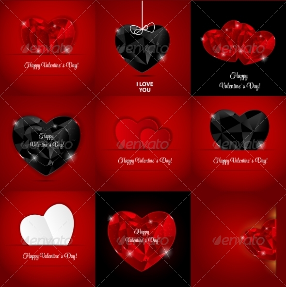Set of Happy Valentines Day Cards with Heart - Computers Technology