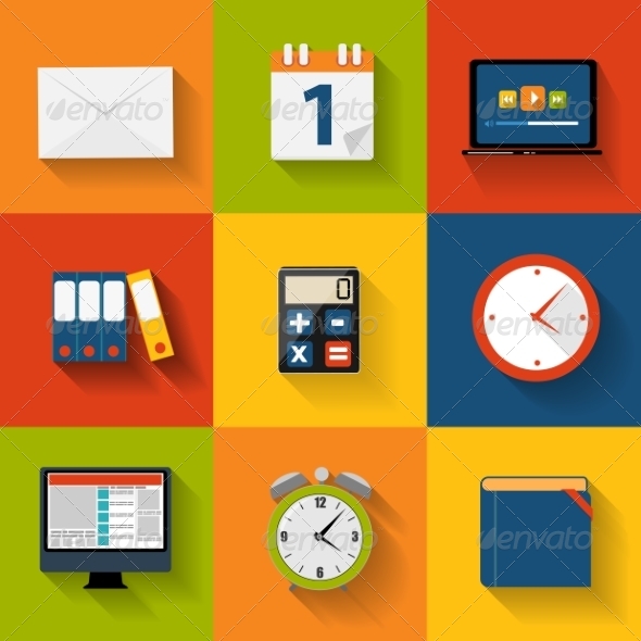 Modern Flat Icon Set for Web and Mobile Application - Computers Technology