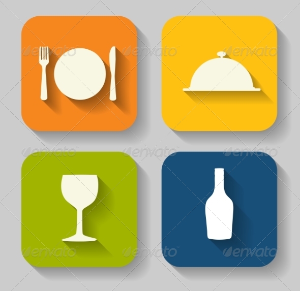 Modern Flat Food Icon Set for Web or Mobile Application - Computers Technology