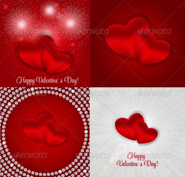 Happy Valentines Day Card with Hearts - Computers Technology