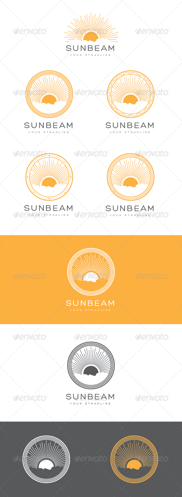 Sunbeam Emblem Logo Set - Nature Logo Templates