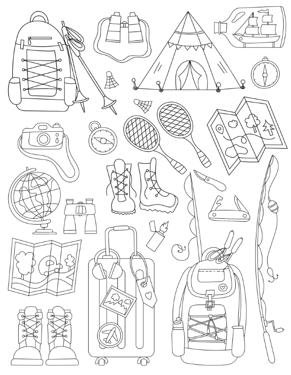 Coloring Page About Camping