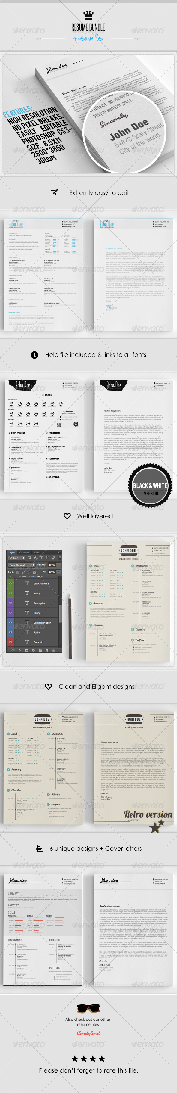 Resume Bundle (4 in 1) + Cover Letters - Resumes Stationery