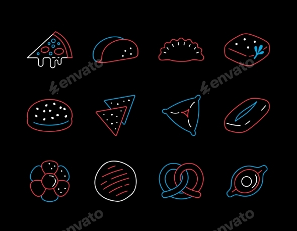 Diverse Savory Baked Goods Icons
