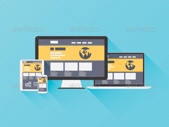 Flat Illustration of Website Coding - Web Technology