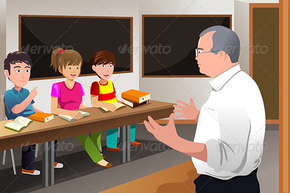 Teacher Teaching College Students - People Characters