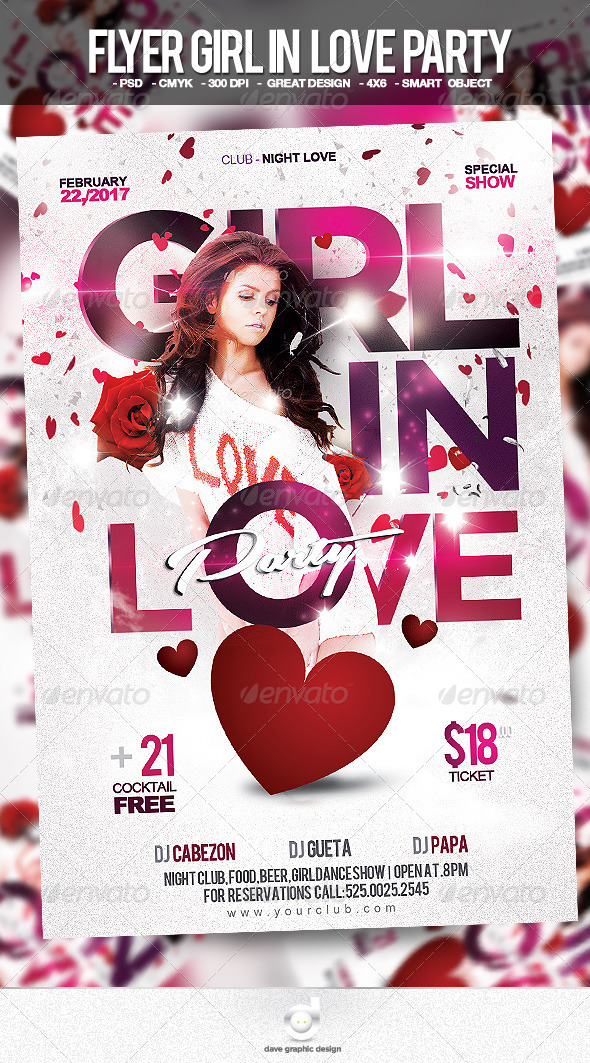 Flyer Girl in Love Party - Clubs & Parties Events