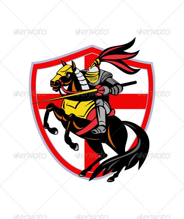 English Knight Lance Retro Flag Shield - People Characters