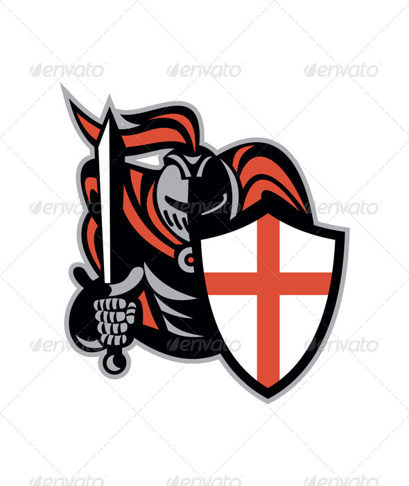 English Knight with Sword Retro Shield - People Characters
