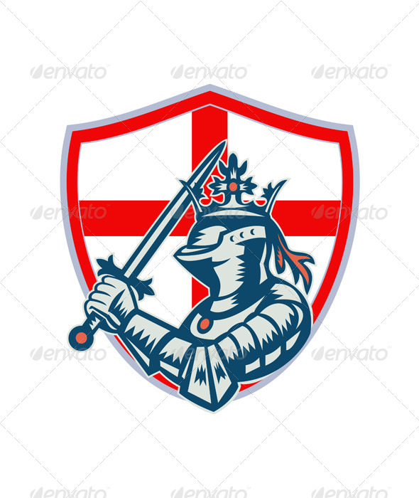 English Knight Full Armor With Sword Retro - People Characters
