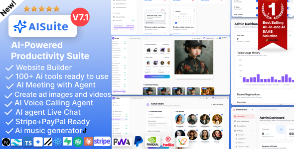 AI Suite – AI Website Builder and Live chat, image and video generator ai & Gemini AI Powered SaaS