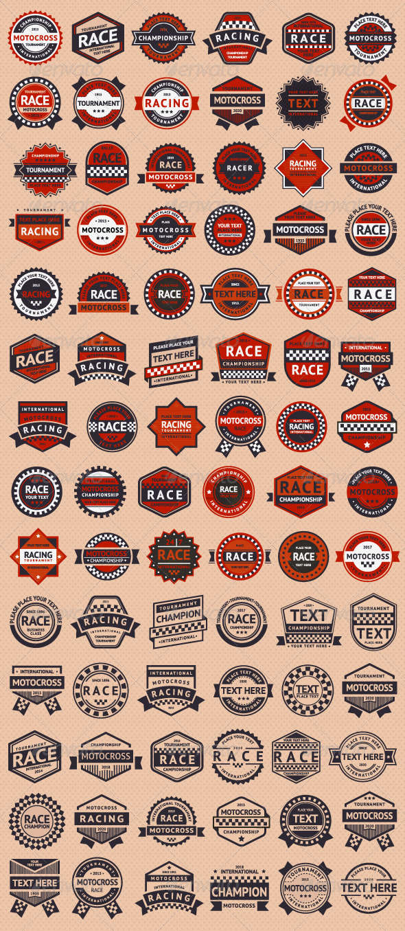 Set of 84 Race Insignia Stamps - Sports/Activity Conceptual