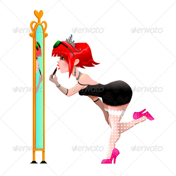 Woman is Coloring Her Lips - People Characters