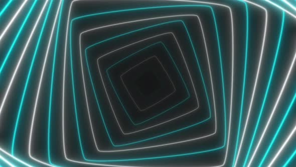 Neon Rounded Square Tunnel Loop Blue and White alt