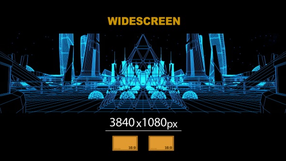 Wide Screen Wireframe Sci Fi City 01