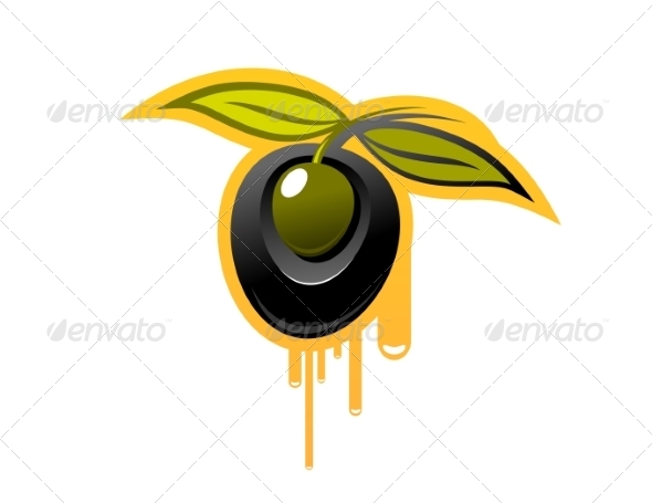 Shiny Black Olive Dripping Olive Oil - Food Objects
