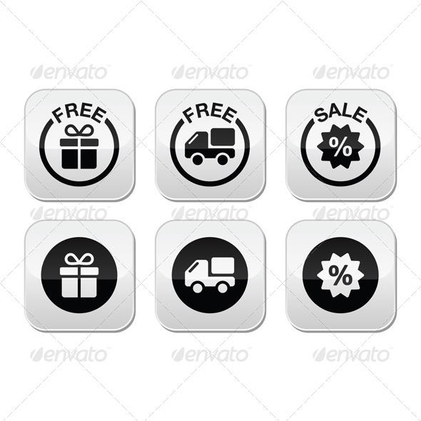 Free and Sale Button Set - Commercial / Shopping Conceptual