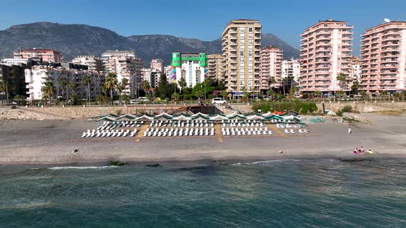 Beach Bar aerial view 4k alt