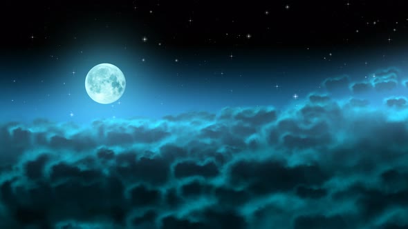 Moon over night clouds loop 4K