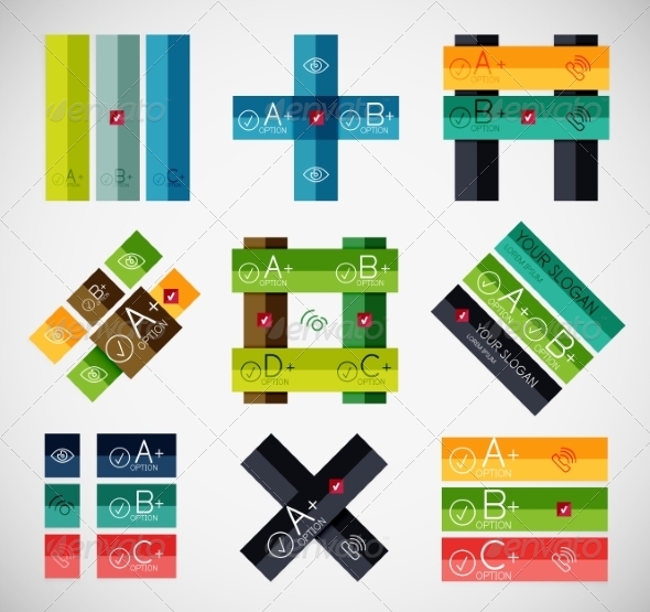 Set of Stripe Infographic Templates - Man-made Objects Objects