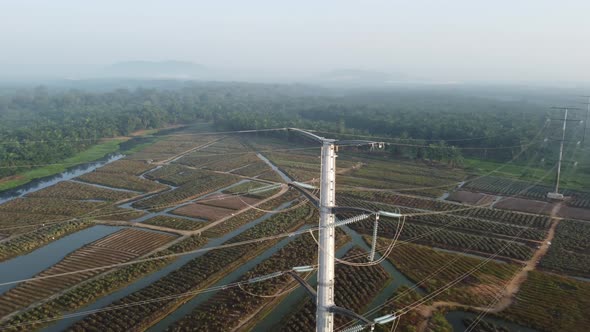 Aerial view electric tower alt